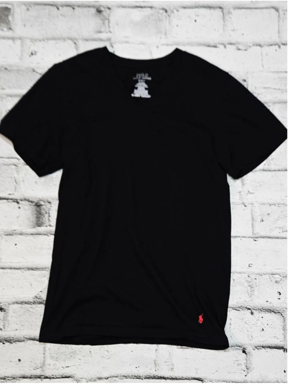 Polo Ralph Lauren Classic Fit Black V Neck Cotton T Shirt Small
